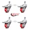 Service Caster 3.5 Inch Red Polyurethane Swivel 12mm Stem Caster Set Total Lock Brake SCC SCC-TSTTL20S3514-PPUB-RED-M1215-4 - alternate 2